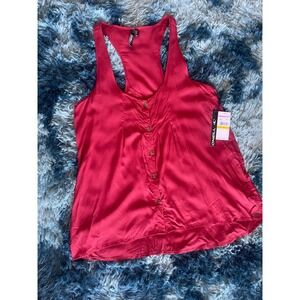 O'Neill Womens Tank Top Button‎ Down Sleeveless Shirt Casual Red Size M